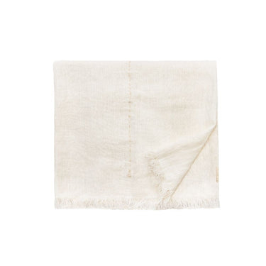 Plaid de lino blanco con flecos de Bed and Philosophy, vista frontal