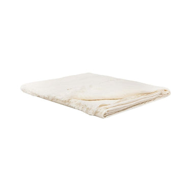 Plaid blanco de lino con flecos de Bed and Philosophy, vista tres cuartos
