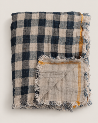 Plaid de lino lavado gofrado reversible Le Monde Sauvage