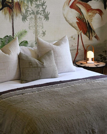 Plaid de lino natural para cama o sofá