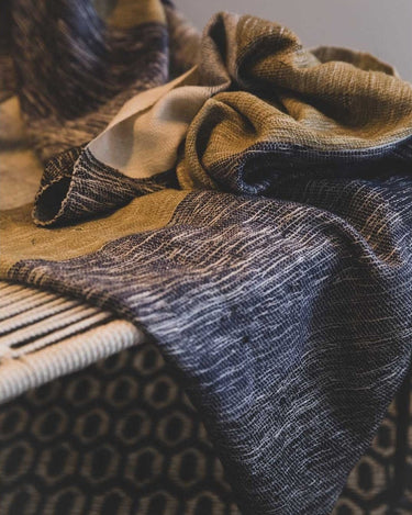 Full view of the Caravane fringed Ikat throw