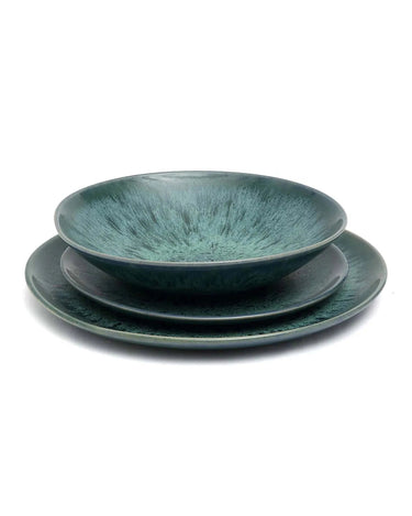 Set of 4 blue Portuguese ceramic soup plates by Bazar Bizar, detail view