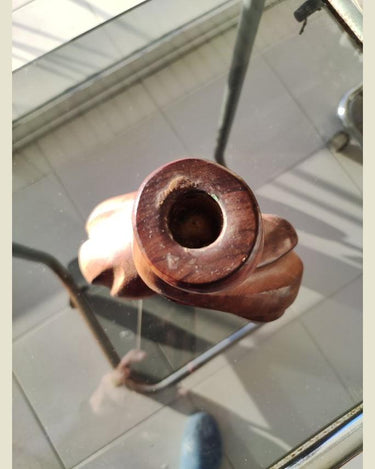 Portavelas vintage de madera Dan Karner, detalle de la pieza, imagen 4