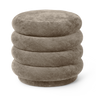 Pouf Redondo de Terciopelo Desgastado Beige para Decoración