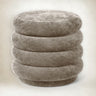 Pouf Redondo de Terciopelo Desgastado Beige para Decoración