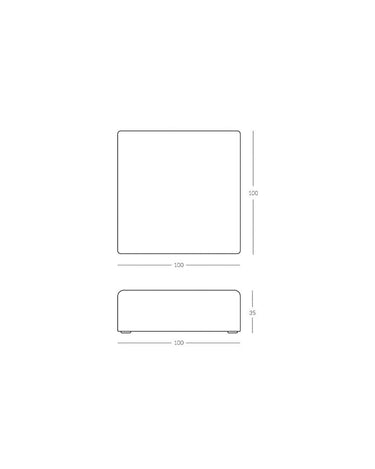 Plano de medidas de pufs de lino blanco de Tine K Home