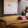 Puf de lino ocre con funda extraíble HK Living
