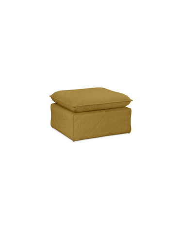Nomad Burnt Ocher Linen Ottoman with Removable Cover by HK Living, detail view