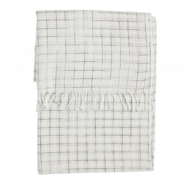 Cortina khadi cuadros antracita con flecos