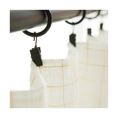 Cortina algodón khadi cuadros ecru curry ambiente