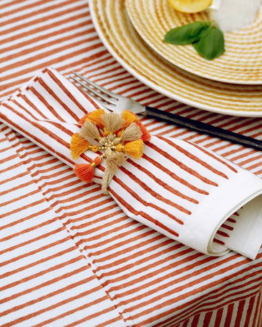 Caravane set of four Aryo striped cotton napkins