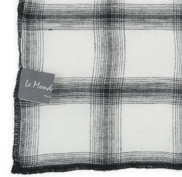Set of 4 washed linen napkins with off-white tartan by Le Monde Sauvage