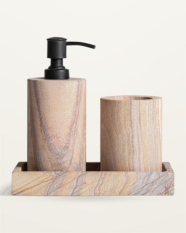 Set de aseo de mármol marrón de 3 piezas de Vical
