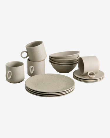Set brunch gres esmaltado arena 16 piezas Nordal