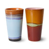 Set de 2 tazas latte de cerámica años 70 multicolor