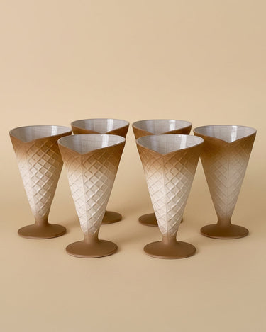 Vasos de cristal vintage para helado años 80