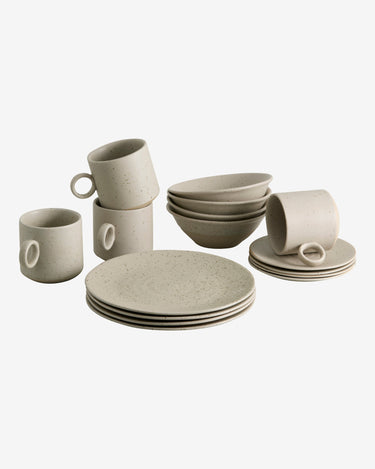 Set brunch gres esmaltado arena 16 piezas Nordal