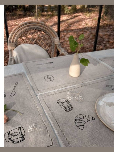 Textura de lino orgánico en manteles individuales Petit Déj