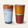 Set de 2 tazas latte de cerámica años 70 multicolor