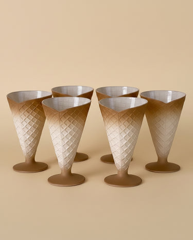 Vasos de cristal vintage para helado años 80