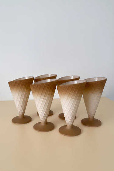 Set de 6 vasos de cristal para helado vintage