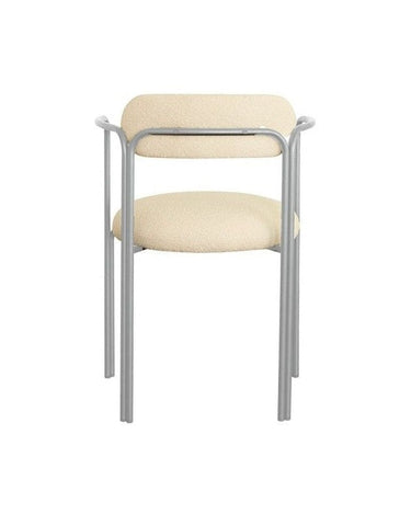 Vista 8 de silla de acero cromado con tapizado bouclette blanco de Gabrielle Paris