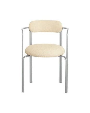 Vista 9 de silla de acero cromado con tapizado bouclette blanco de Gabrielle Paris