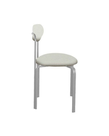 Vista 6 de silla de acero cromado con respaldo calado y asiento bouclé de Gabrielle Paris