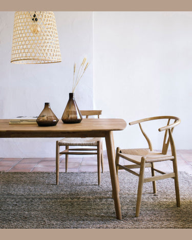 Sillas de comedor de olmo macizo con asiento de papel trenzado de Andrea House