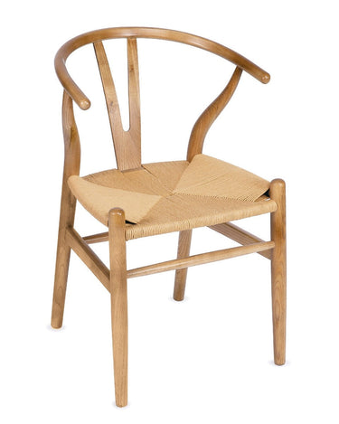 Vista 5 de silla de comedor de olmo macizo con asiento de papel trenzado de Andrea House