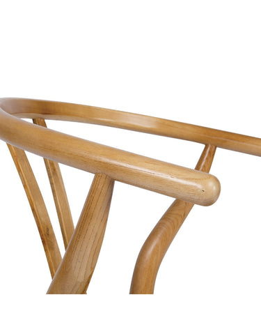Vista 6 de silla de comedor de olmo macizo con asiento de papel trenzado de Andrea House