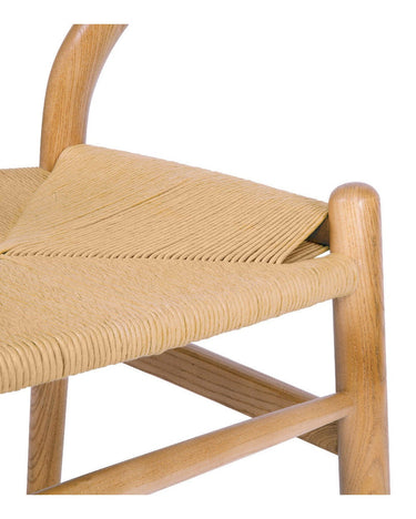 Vista 7 de silla de comedor de olmo macizo con asiento de papel trenzado de Andrea House