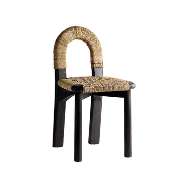 Silla de comedor de teca reciclada y hoja de plátano de Tine K Home
