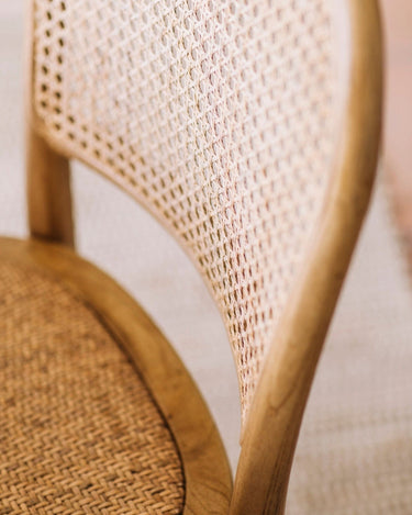 Silla de comedor vintage de olmo y ratán de Andrea House