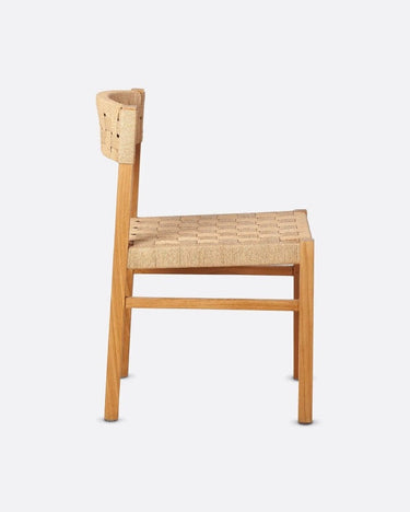 Silla de comedor CORA de teca y cuerda de papel — detalle 3