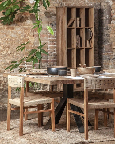 Silla de comedor CORA de teca y cuerda de papel — detalle 5