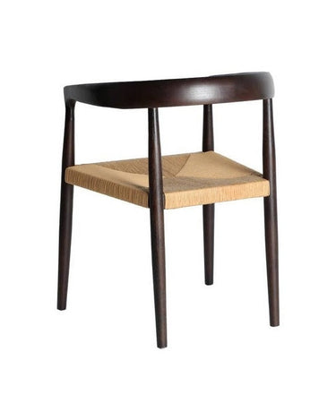 Silla Leynie de olmo wengué y cuerda marrón claro