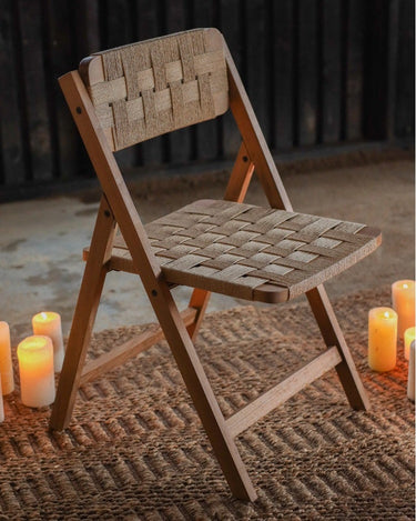 Silla plegable CORA de teca y cuerda 50 × 58 × 84 cm — detalle 7