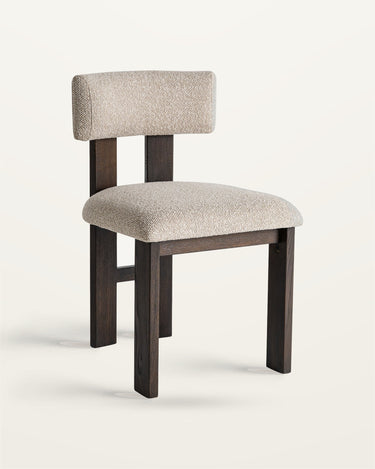 Silla tapizada en poliéster beige y fresno negro de Vical