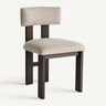 Silla tapizada en poliéster beige y fresno negro de Vical