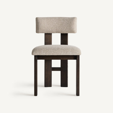 Silla tapizada en poliéster beige y fresno negro de Vical, imagen 2