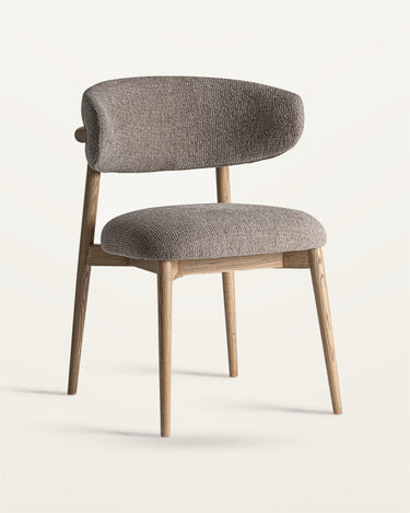 Silla tapizada en topo con madera de arce marrón claro de Vical