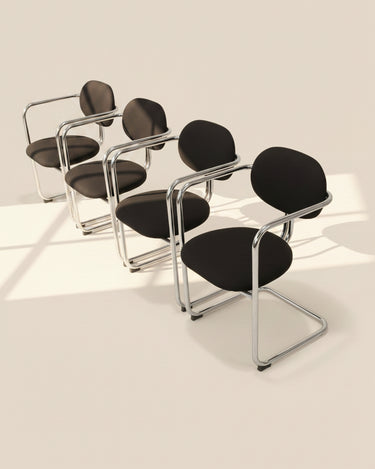 Set de 4 sillas cantilever vintage de tela y metal