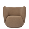 Sillón Lounge Rico: Diseño Curvo, Tejido Texturizado, Confort Moderno, Arena Oscura