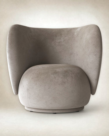 Sillón Lounge Rico de Terciopelo Desgastado color Arena