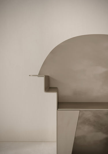 Sillón brutalista de aluminio cepillado, vista adicional