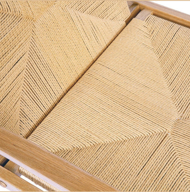 Sillón Catalina de roble y papel trenzado de Andrea House, detalle del trenzado del asiento