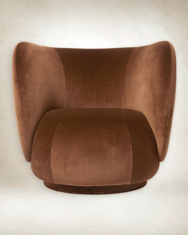 Sillón Rico de Terciopelo Devoré Óxido: Diseño Escultórico Moderno, Confort Excepcional