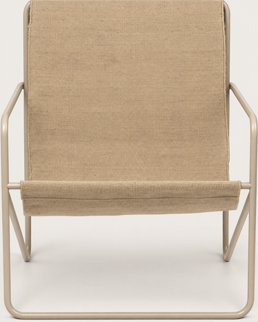 Sillón Desert de Ferm Living con tejido arena, vista frontal