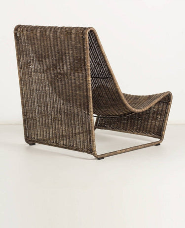 Sillón exterior Calantha de ratán natural de OFELIA, vista trasera del respaldo
